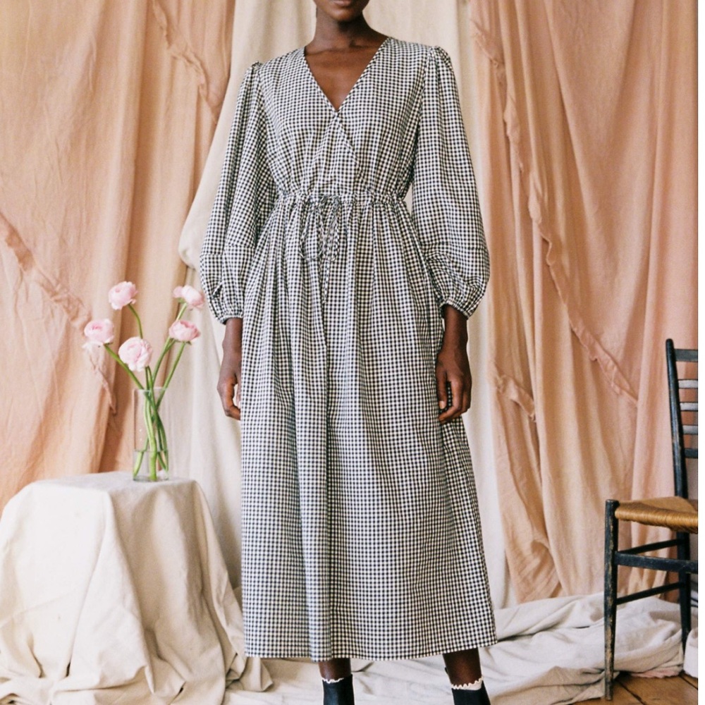 *FIRM PRICE* CHRISTY DAWN Picnic Gingham Organic Cotton Saunders Midi Dress, S